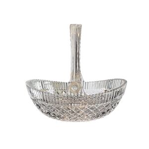 Mikasa Crystal Clear Pressed Basket Plastic Handle - Vintage Home Decor Japan